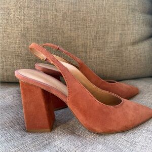 Chinese Laundry Rust Block Heel Slingback Shoes